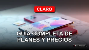 Modern smartphone with abstract data visualization on screen, resting on a clean table with a Claro prepaid SIM card.