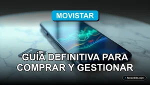 Modern smartphone with colorful data usage graphs on screen, resting on a clean marble surface next to a Movistar SIM card.