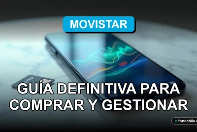 Modern smartphone with colorful data usage graphs on screen, resting on a clean marble surface next to a Movistar SIM card.