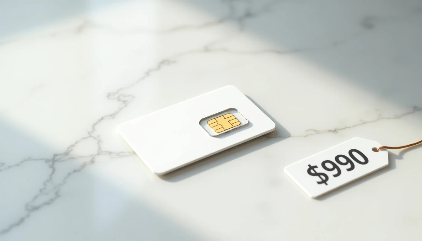 Bolsas prepago WOM: SIM card y concepto de datos móviles en estilo minimalista.