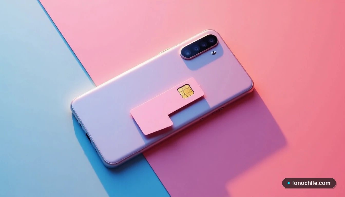 SIM card and smartphone en una composición ordenada sobre una mesa, mostrando una actualización de servicio.