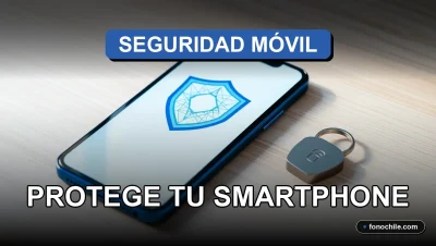 Imagen conceptual de seguridad para smartphone en Chile mostrando un teléfono moderno en un entorno seguro y protegido.