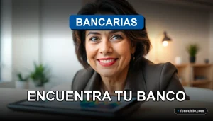 Una mujer hispana sonríe mientras usa una aplicación móvil para buscar sucursales bancarias en su ciudad.