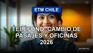 ETM Chile customer service representative assisting with bus ticket changes and office information