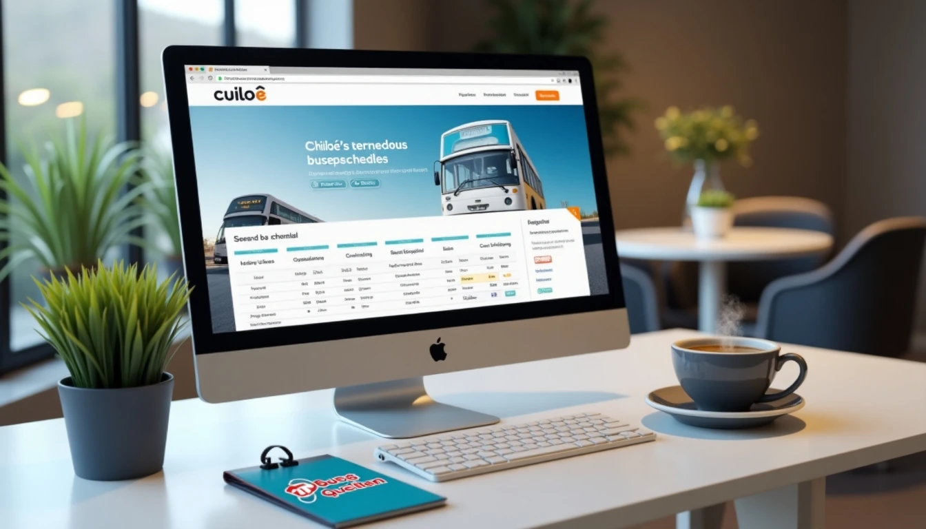 Escritorio moderno con información de horarios de Buses Queilen para viajar a Chiloé