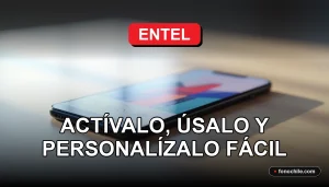 Teléfono inteligente moderno con pantalla que muestra gráficos abstractos de colores, reposando sobre una mesa de madera clara, representando el servicio de buzón de voz de Entel.