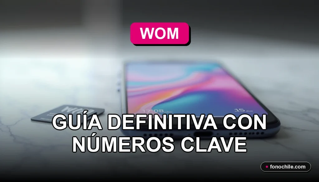 Buzón de voz moderno de WOM mostrado en un teléfono inteligente con gráficos abstractos en pantalla, sobre una mesa de trabajo limpia.
