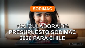 Una mujer latina sonríe mientras usa la aplicación de calculadora de presupuesto Sodimac en su tablet, mostrando gráficos abstractos de colores.
