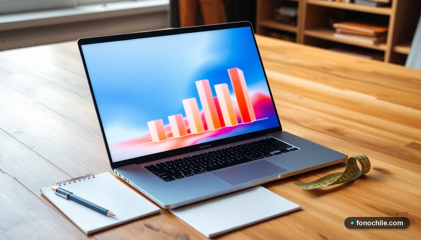 Herramienta digital para calcular presupuestos de construcción y bricolaje en Chile, mostrada en una laptop sobre un banco de trabajo.