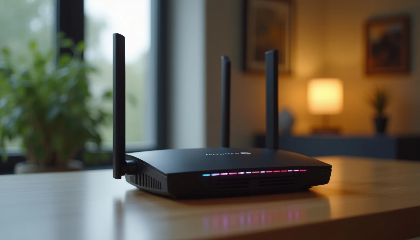 Router Movistar moderno en configuración para cambiar clave WiFi de forma segura