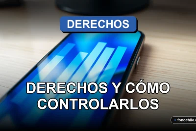 Un teléfono móvil moderno sobre un escritorio de madera, con su pantalla mostrando gráficos abstractos de colores, simbolizando el control sobre los cargos fijos de telecomunicaciones.