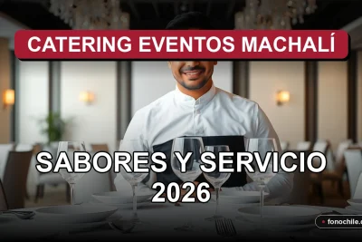 Catering Eventos Machalí presenta una elegante mesa de servicio para eventos corporativos y sociales en 2026.