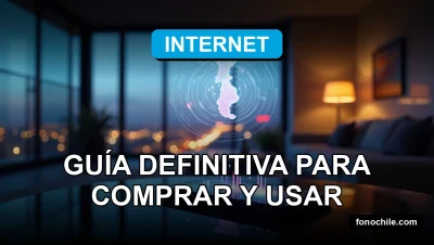 Celular 5G en Chile 2026 mostrando gráficos abstractos de velocidad de red en una mesa moderna.