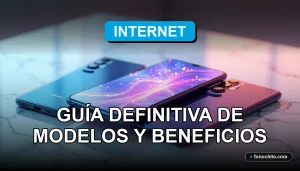 Varios teléfonos inteligentes 5G modernos de diferentes colores descansan sobre una mesa de mármol, mostrando pantallas con gráficos abstractos de conectividad.