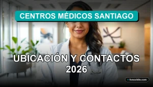 Fachada moderna de un centro médico en Santiago con señalización clara y jardines.