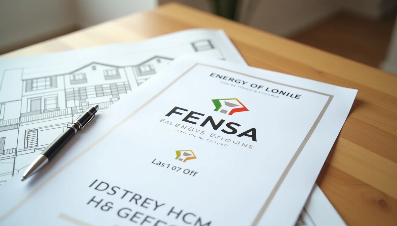 Documento del certificado de eficiencia energética Fensa sobre una mesa