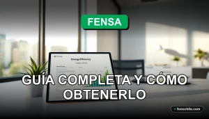 Certificado Energético Fensa 2026 sobre una mesa de diseño moderno con gráficos abstractos