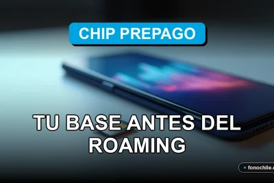 Un chip SIM prepago moderno sobre una mesa de diseño, con gráficos abstractos de colores en un teléfono inteligente de fondo.