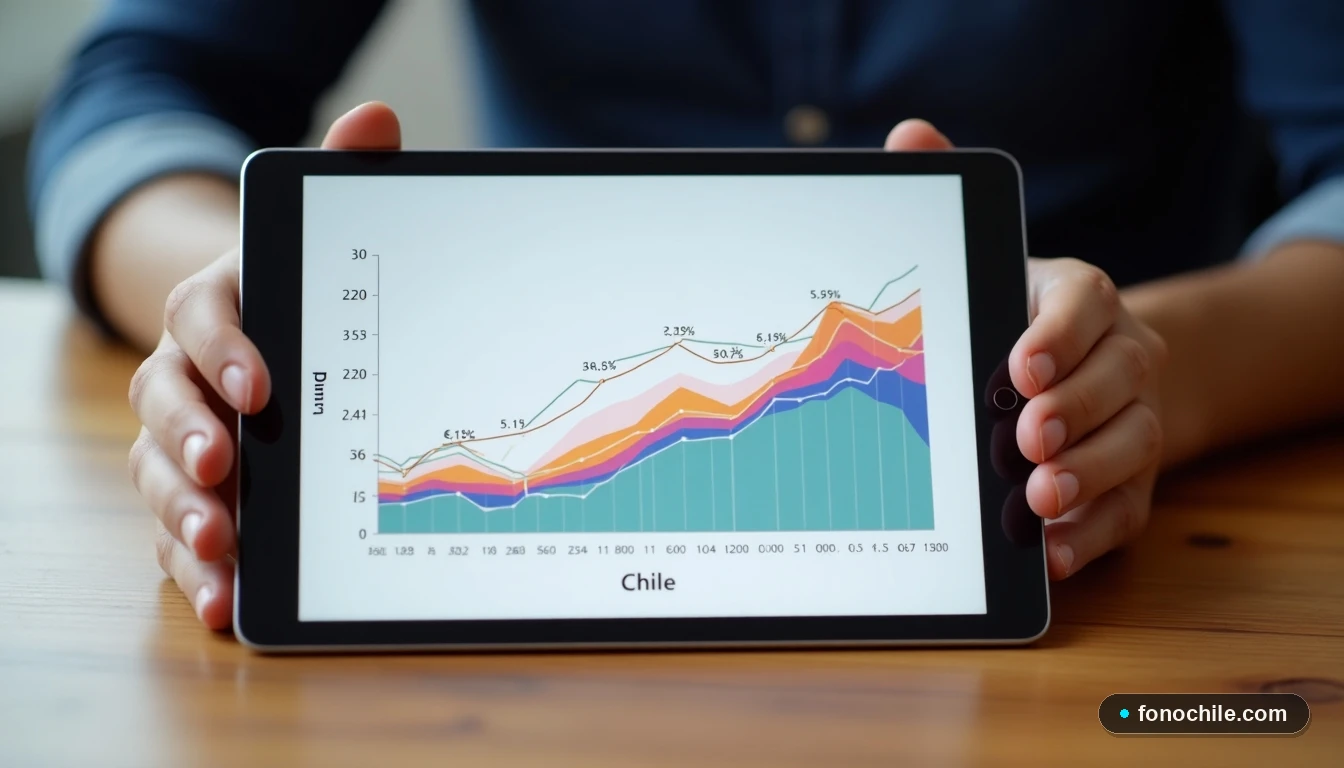 Gráfico abstracto de activación de chips prepago en Chile mostrando tendencias de uso y crecimiento del mercado.
