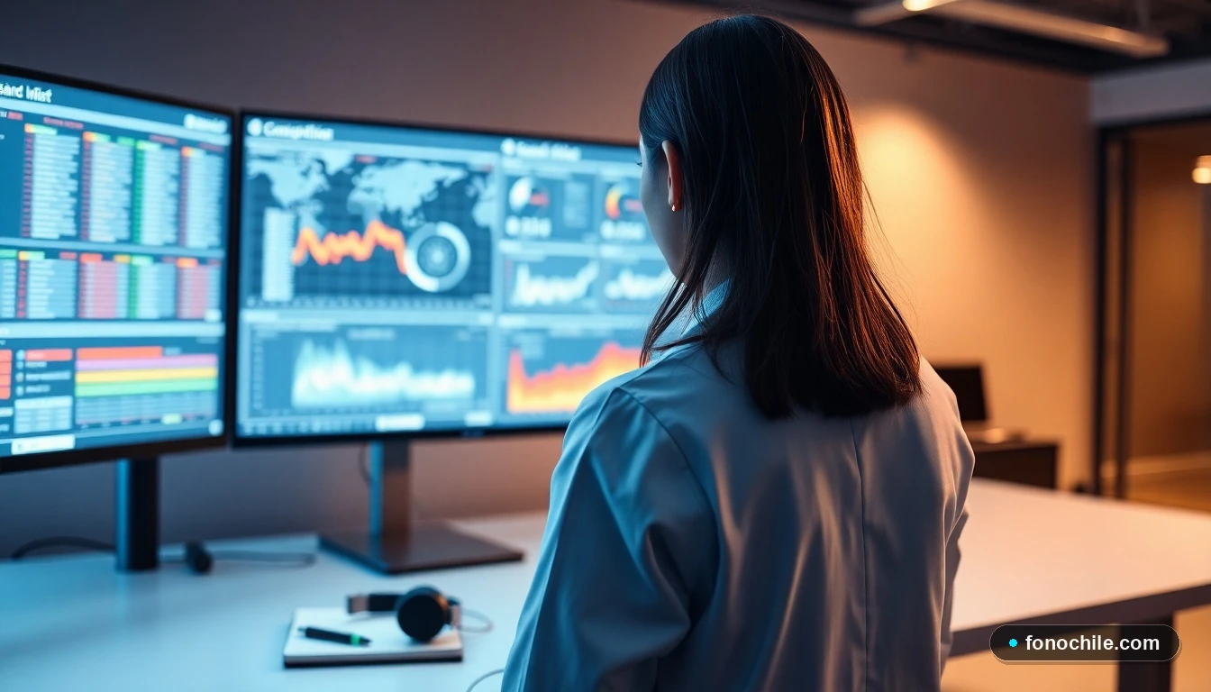 Profesional del CITUC en la sala de control monitoreando información y datos toxicológicos.