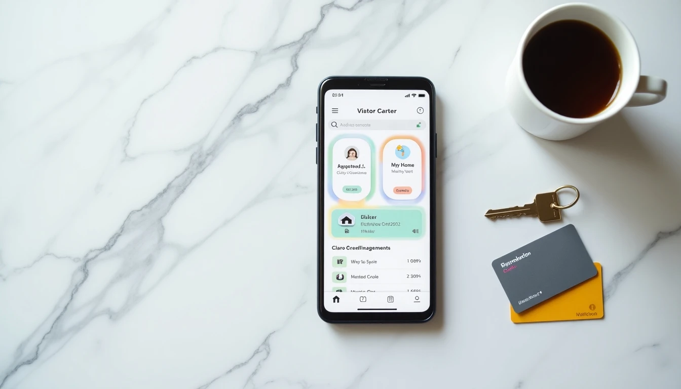 Smartphone mostrando la app Claro junto a objetos que simbolizan el control del hogar y finanzas, gestión digital 2026.