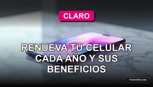 Moderno smartphone con pantalla que muestra gráficos abstractos, sobre una mesa de diseño minimalista, representando el programa Claro Up 2026.