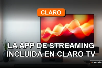 Una aplicación de streaming Claro Video en una pantalla de televisión moderna con gráficos abstractos de colores.