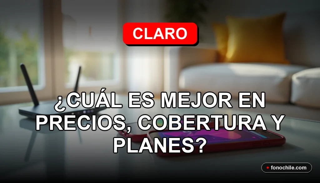 Comparación visual de servicios de telecomunicaciones Claro y WOM mostrando cobertura y tecnología moderna.