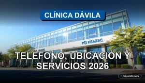 Fachada moderna de la Clínica Dávila en Santiago, Chile, con arquitectura contemporánea y entrada principal bien señalizada.