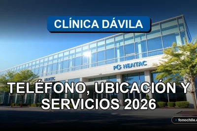 Fachada moderna de la Clínica Dávila en Santiago, Chile, con arquitectura contemporánea y entrada principal bien señalizada.