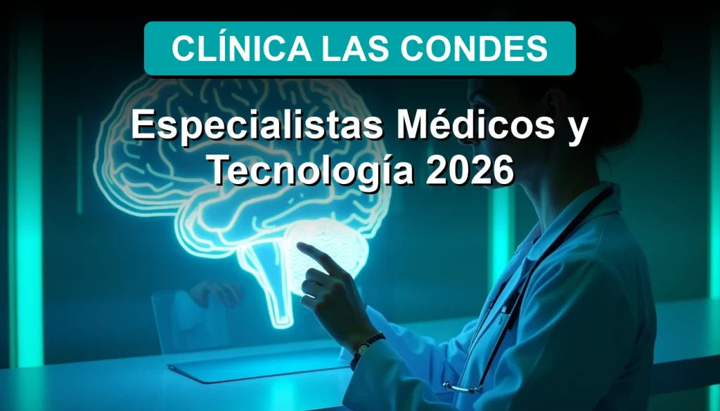 Médico especialista de Clínica Las Condes analizando imágenes de resonancia magnética de última generación en una sala de diagnóstico, 2026.