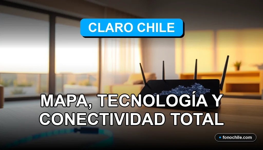 Mapa de cobertura de red Claro Chile 2026 mostrando tecnología 5G y fibra óptica en un entorno doméstico moderno.