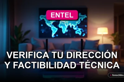 Un moderno router Wi-Fi 6 de color blanco y negro, con luces LED azules y rosadas encendidas, descansando sobre una mesa de vidrio con reflejos. Al fondo, un mapa abstracto de Chile con líneas de conexión luminosas.