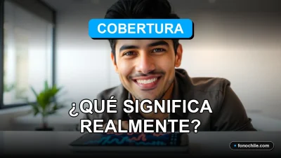 Un hombre hispano sonriendo, representando el servicio al cliente de telecomunicaciones en Chile, con un teléfono inteligente mostrando gráficos abstractos en su escritorio.