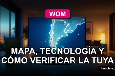 Mapa de cobertura WOM 2026 mostrando una red digital abstracta sobre un fondo oscuro.