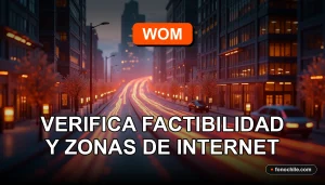 WOM 2026 coverage map showing abstract data flow over a city, with glowing fiber optic lines and signal waves.