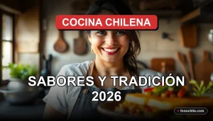 Fotografía profesional de un plato tradicional chileno en un restaurante de Machalí, con ingredientes frescos y decoración auténtica.