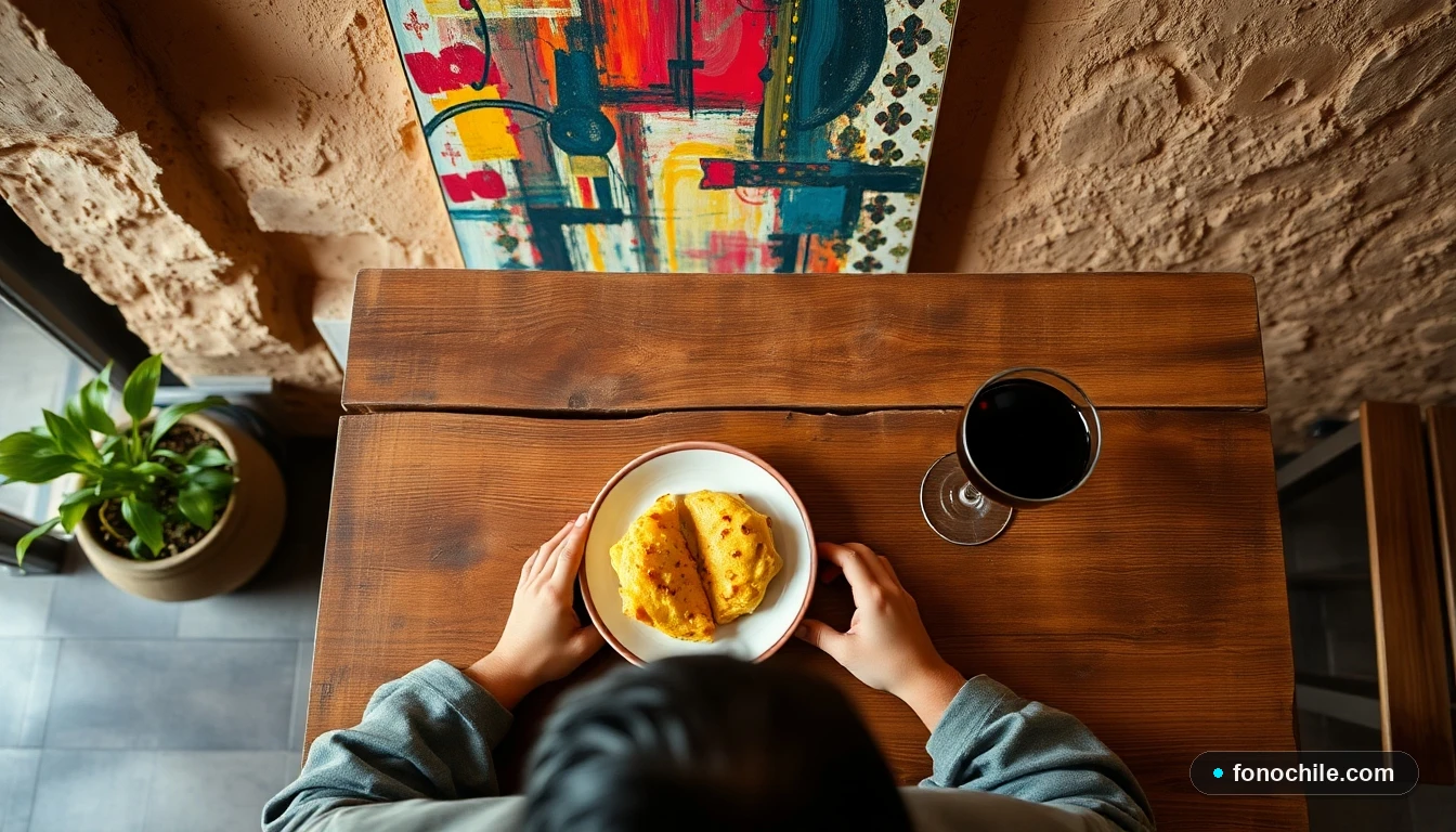 Plato tradicional de pastel de choclo servido en un restorán de ambiente campestre en la Región de O'Higgins.