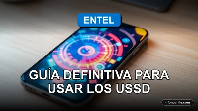 Pantalla de teléfono móvil mostrando gráficos abstractos de colores con los códigos USSD de Entel en primer plano.