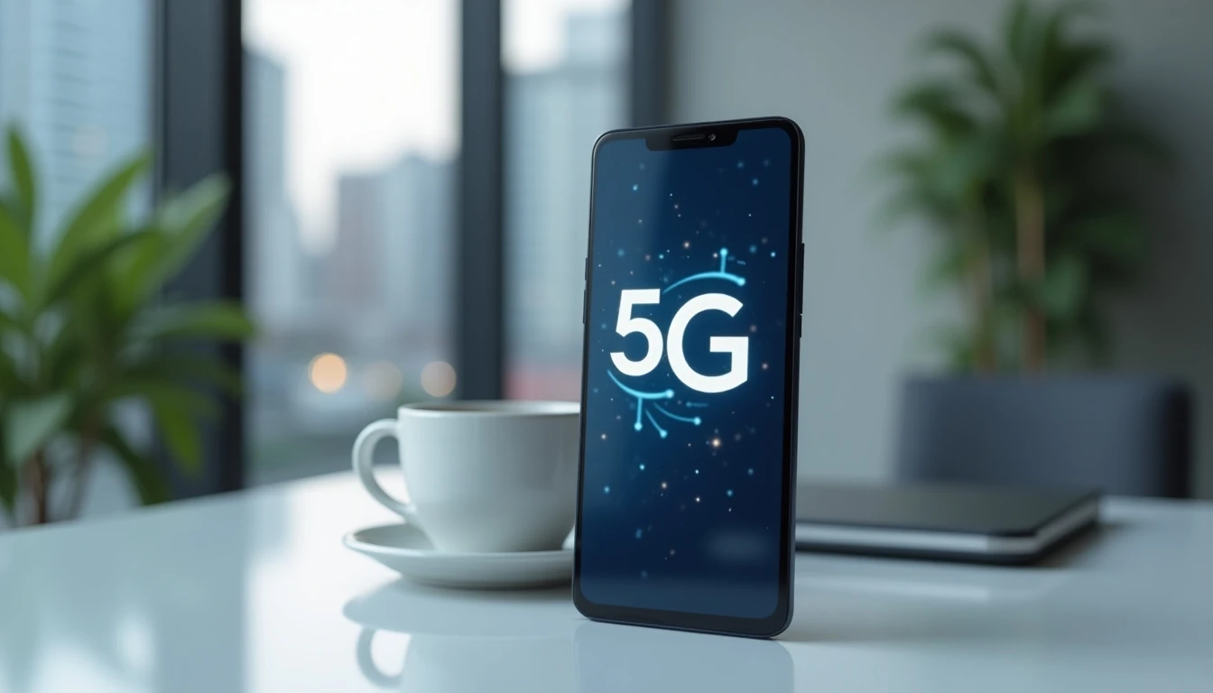Smartphone mostrando el icono de red 5G de WOM en 2026