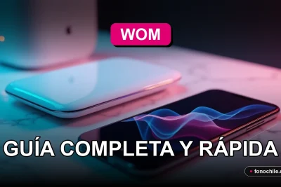 Un teléfono inteligente moderno con pantalla mostrando gráficos abstractos de conexión 5G, reposando sobre una mesa de diseño minimalista junto a un router con luces LED azules.