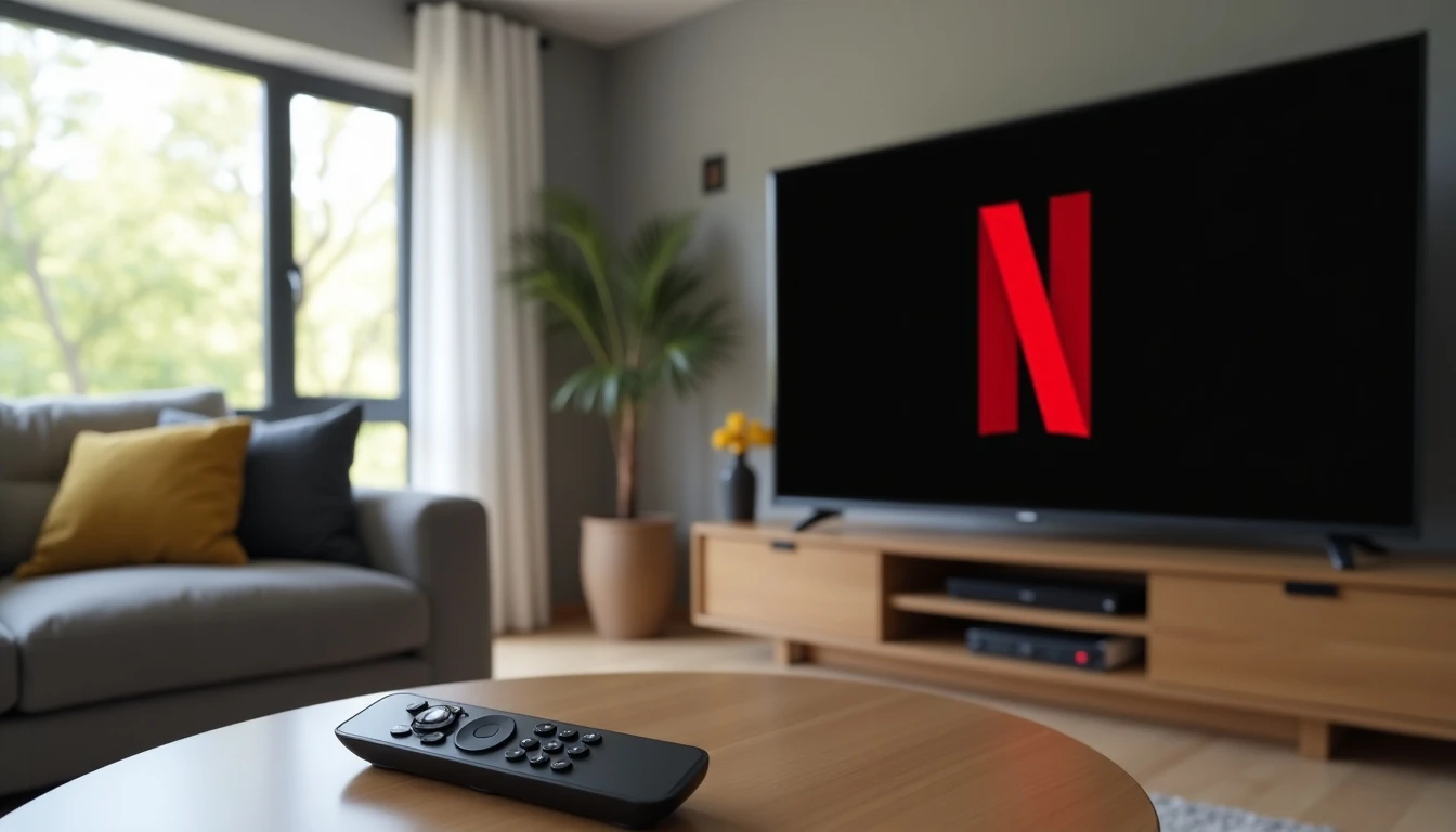 Televisor inteligente mostrando Netflix en sala moderna, listo para ver con Entel.