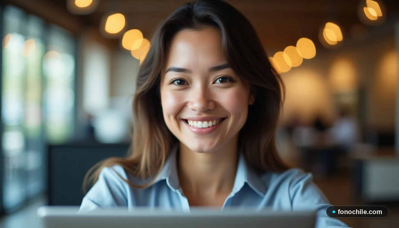 Asesora de servicio al cliente de una empresa de telecomunicaciones ofreciendo soporte.