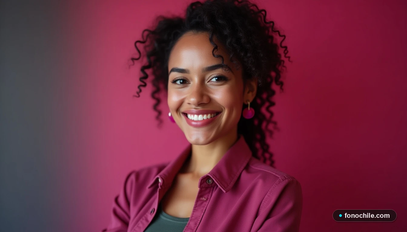 Retrato de una asesora de servicio al cliente sonriendo, representando el soporte disponible para el proceso de portabilidad o baja.