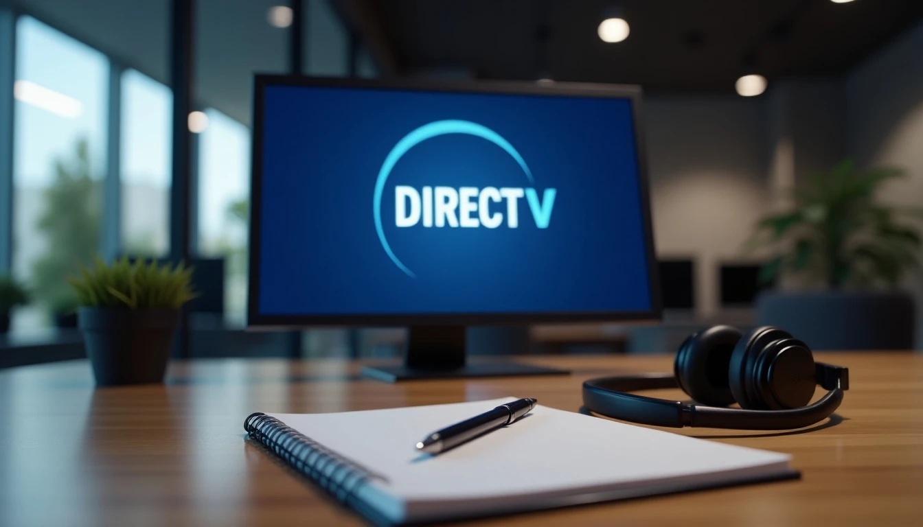 Atención al cliente de DIRECTV - Escritorio de servicio con logo y herramientas