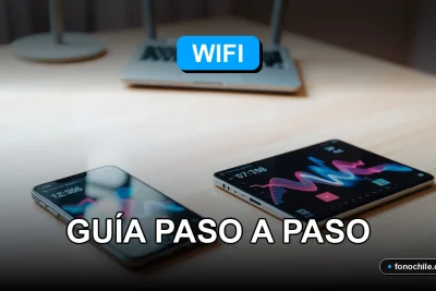 Medir velocidad de conexión WiFi en Chile con smartphone y laptop mostrando gráficos de red en 2026