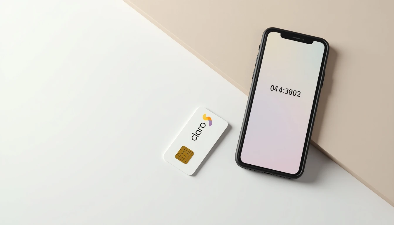 SIM Card Claro Chile y smartphone mostrando la app Mi Claro para consultar número