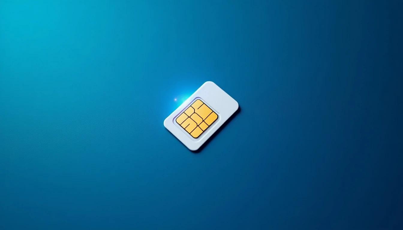 Chip SIM WOM sobre fondo azul con conexión de red digital