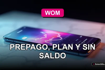 Teléfono inteligente moderno con gráficos abstractos de colores, mostrando cómo consultar tu número de línea WOM en 2026.