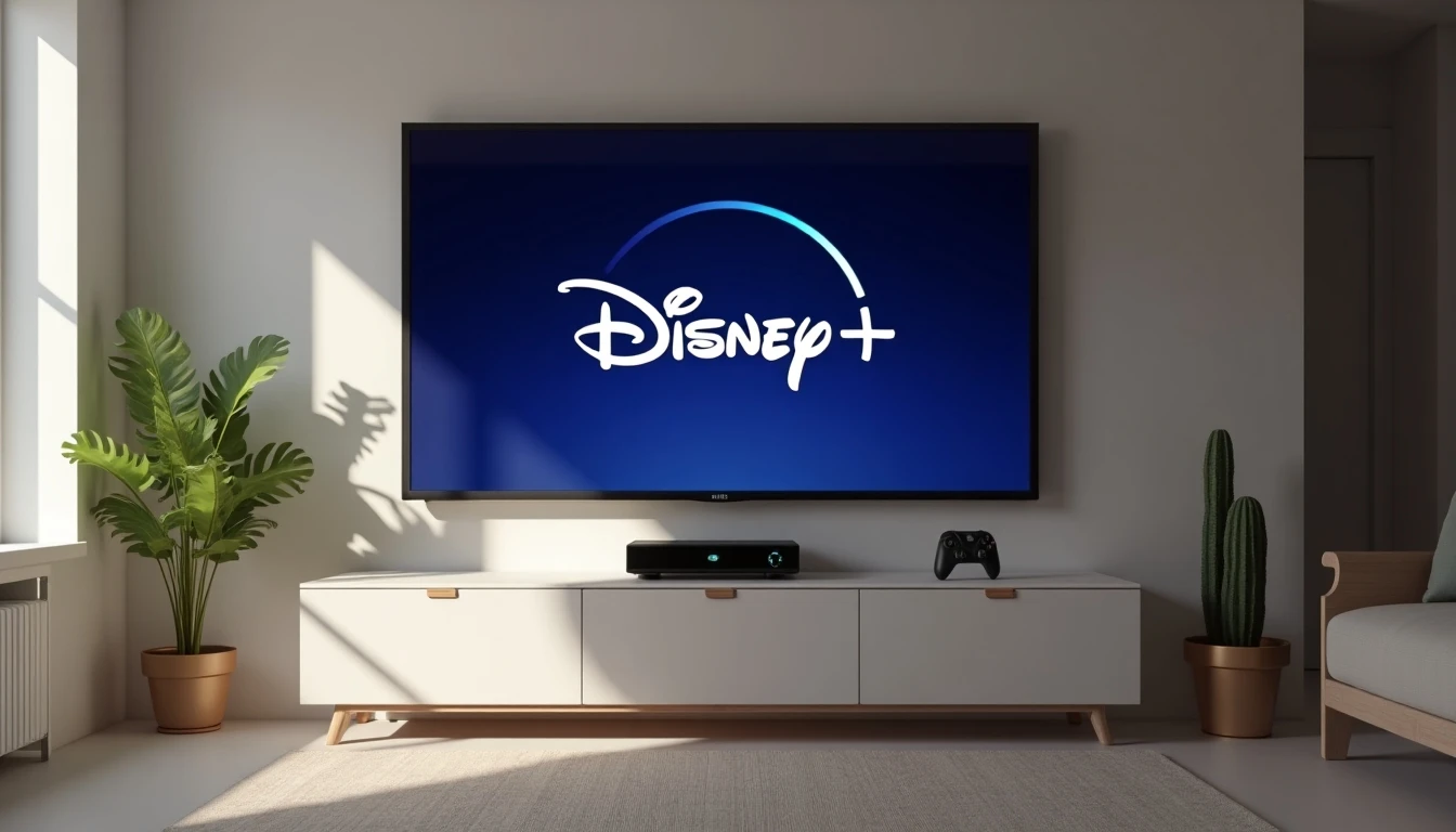 Televisor inteligente mostrando la aplicación Disney+ en una sala moderna